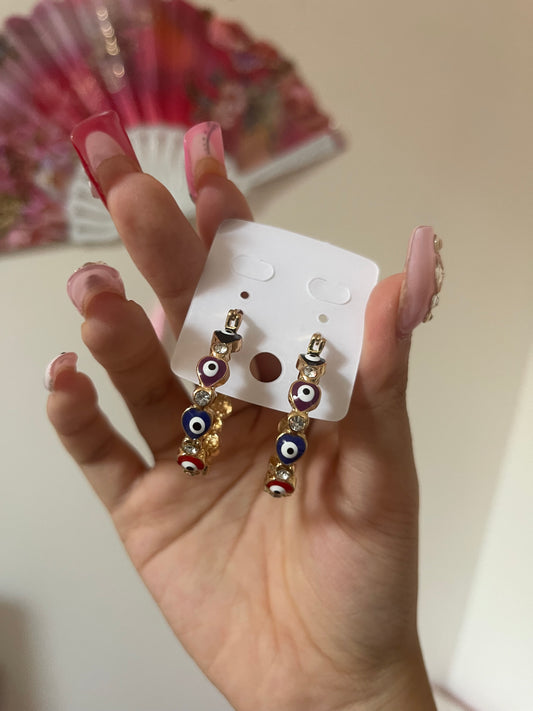 Heart Evil Eye Colorful Hoops