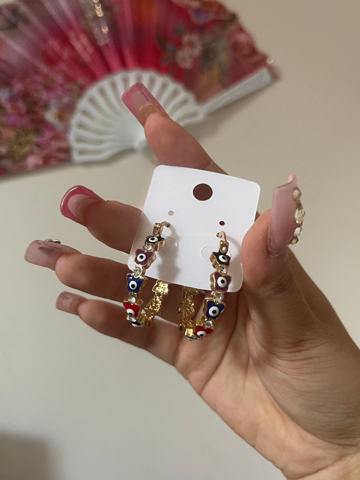 Butterfly Colorful Evil Eye Hoops