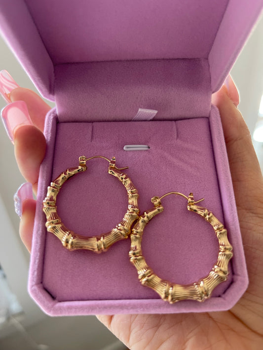 Gold Bamboo Hoops