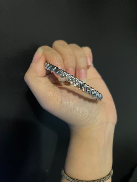 Three Hearts Silver Bangle