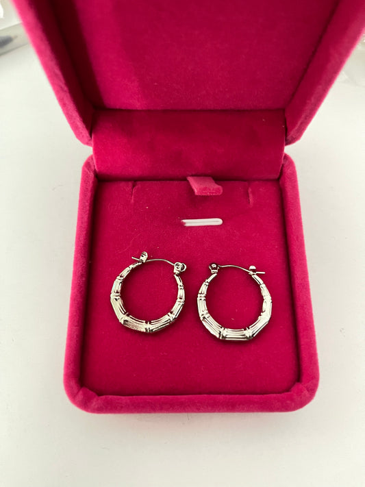 Silver Bamboo Hoops