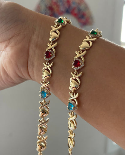 Hearts Multi-Gem Bracelet