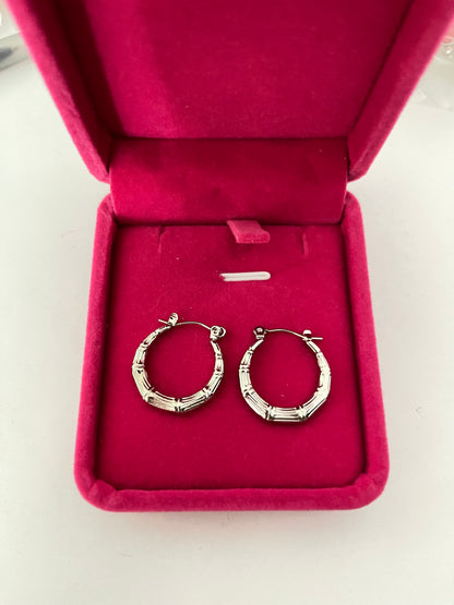 Silver Bamboo Hoops