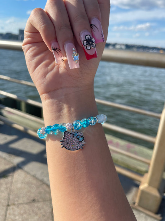 Blue Hello Kitty Beaded Bracelet