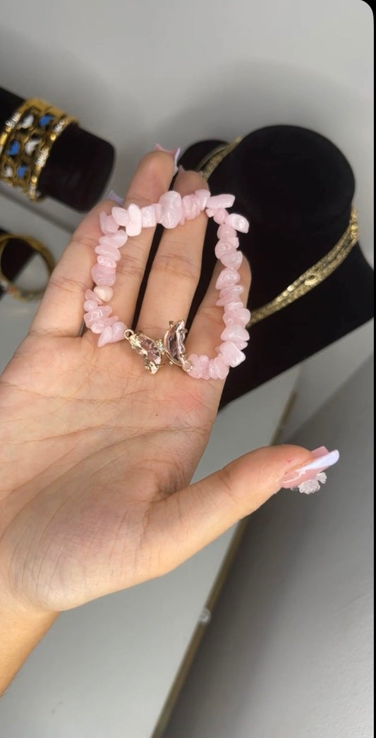 Pink Butterfly Beaded Bracelet