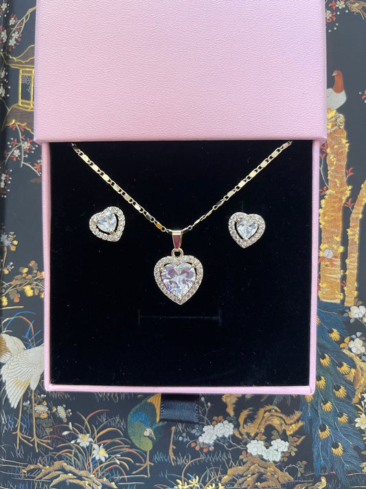 Heart Necklace & Earring Set