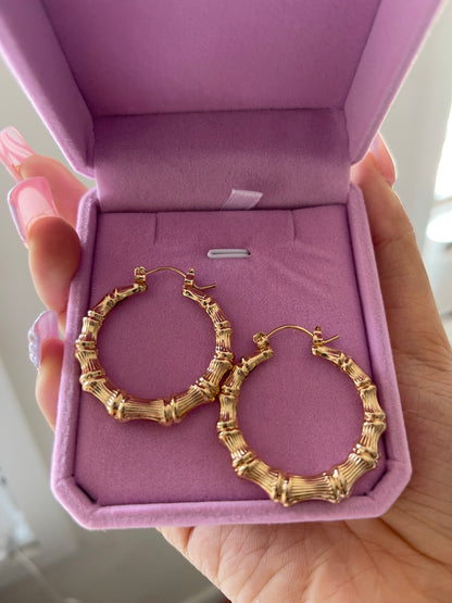 Gold Bamboo Hoops