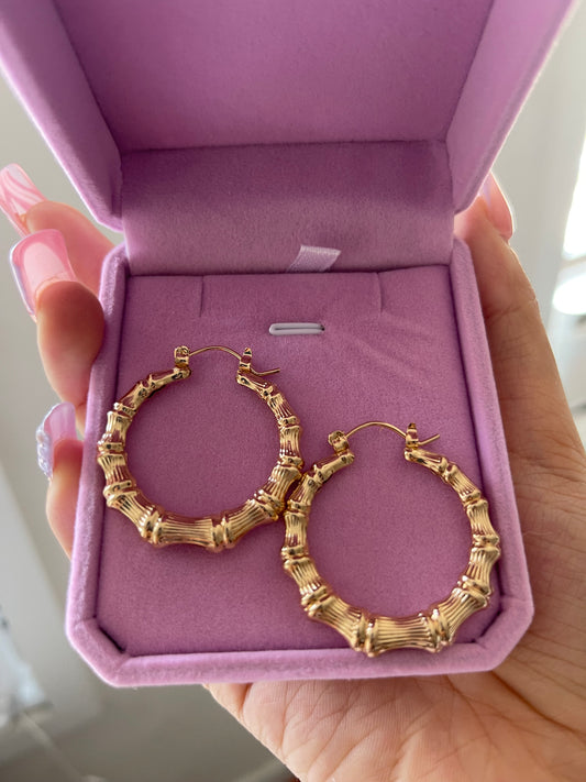 Gold Bamboo Hoops