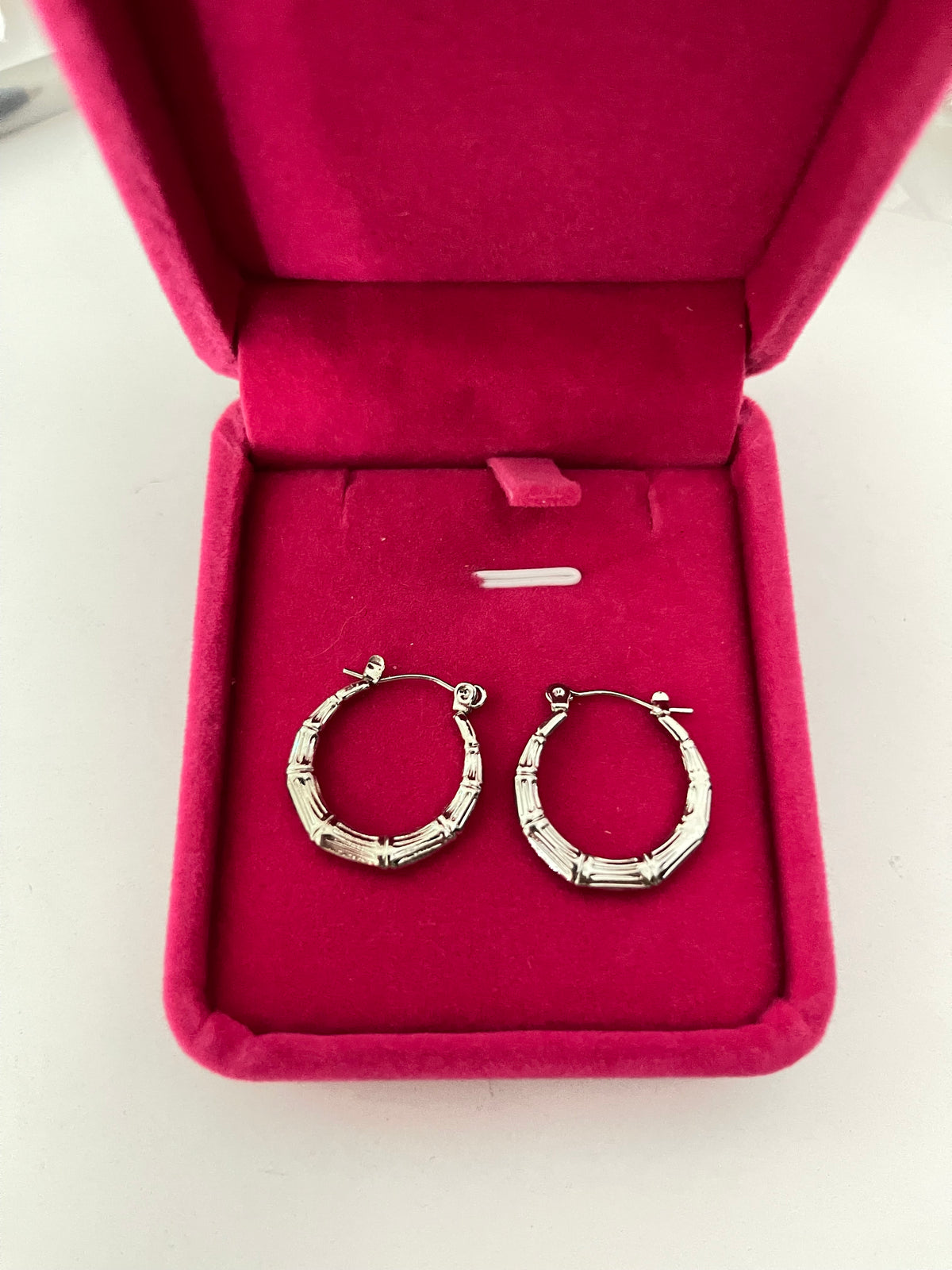 Silver Bamboo Hoops