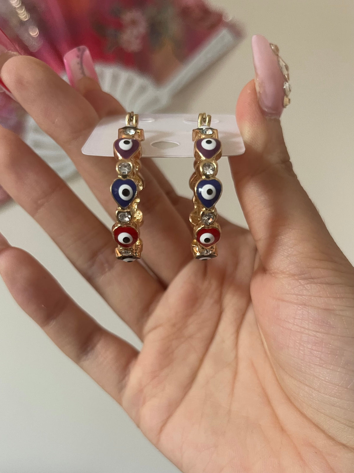 Heart Evil Eye Colorful Hoops