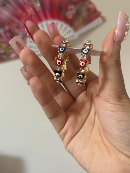Butterfly Colorful Evil Eye Hoops