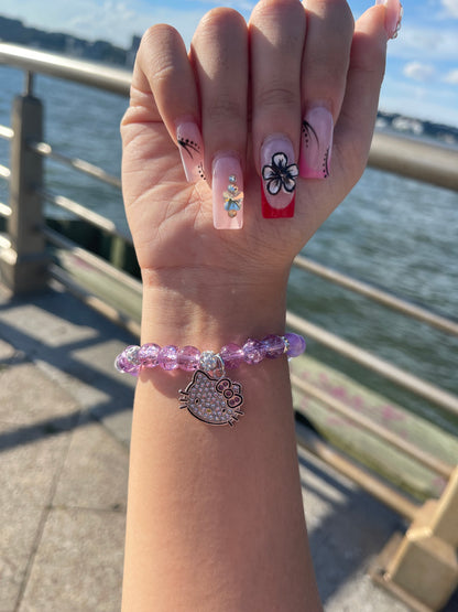 Purple Hello Kitty Beaded Bracelet
