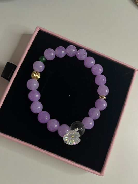 Purple Flower Beaded Bracelet