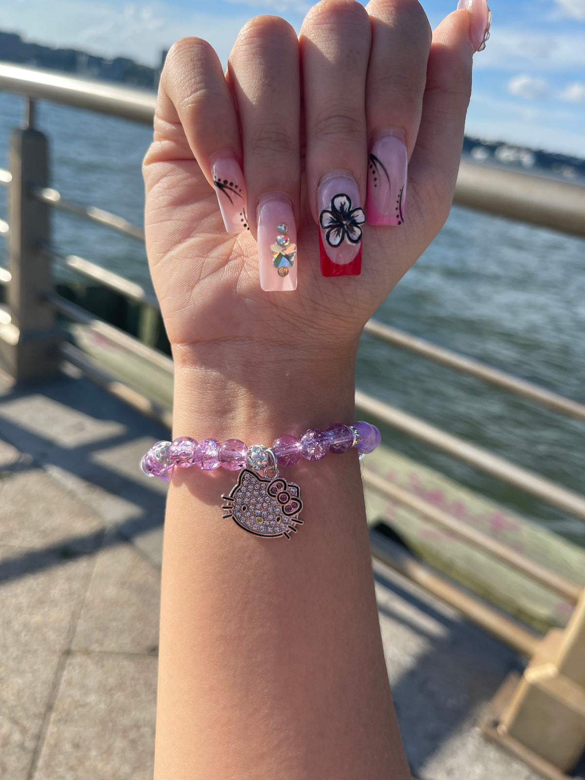 Purple Hello Kitty Beaded Bracelet