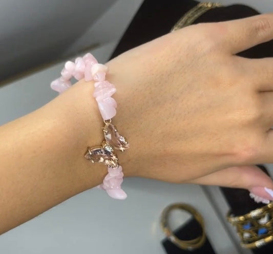 Pink Butterfly Beaded Bracelet