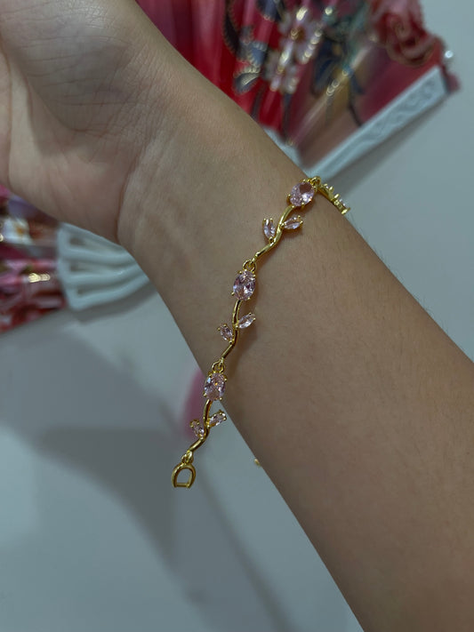 Pink Gem Floral Bracelet