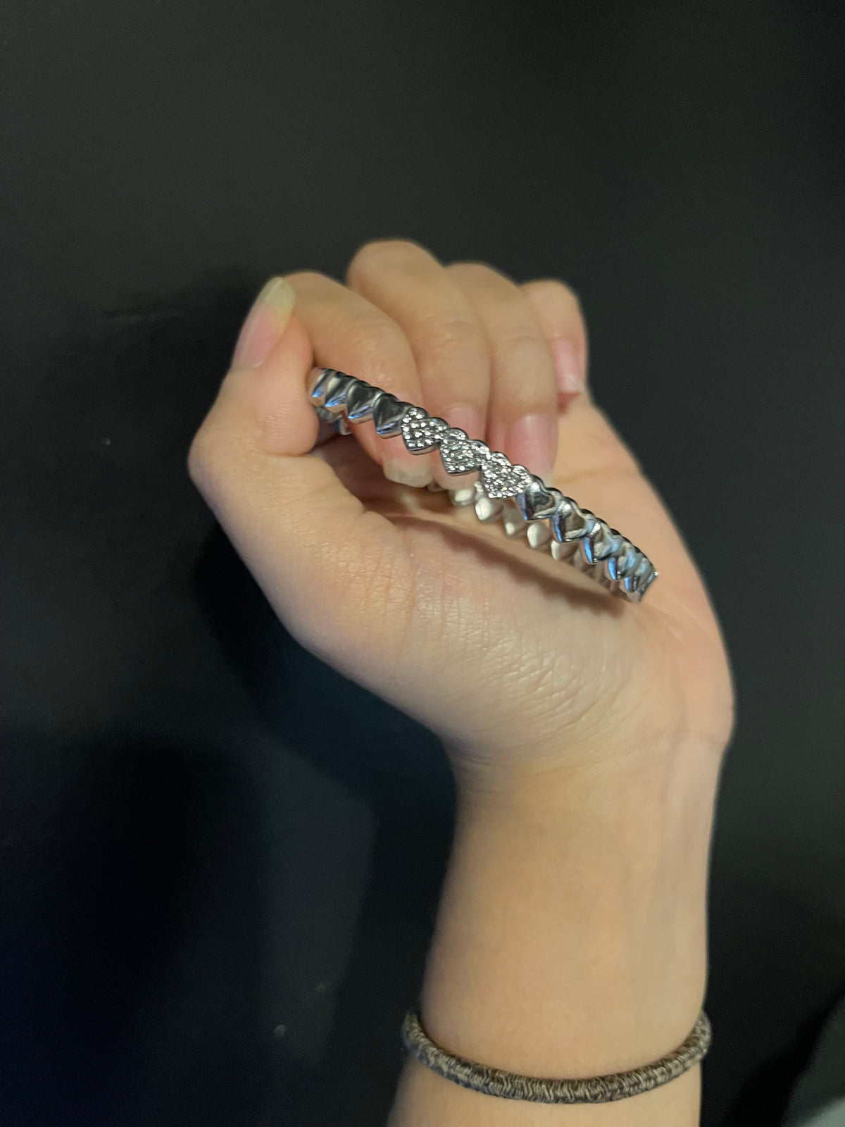 Three Hearts Silver Bangle