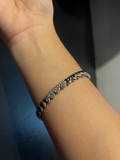 Three Hearts Silver Bangle