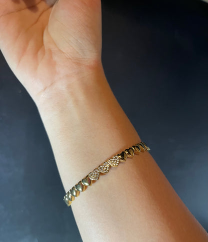 Three Hearts Gold Bangle