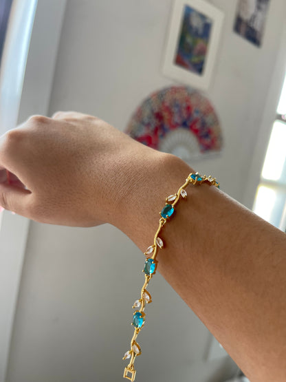 Teal Floral Bracelet