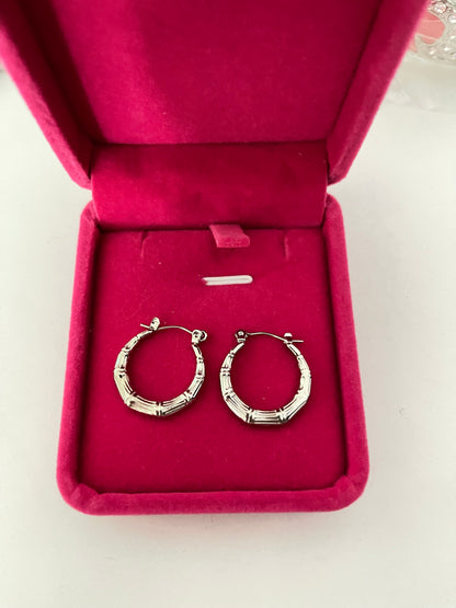 Silver Bamboo Hoops