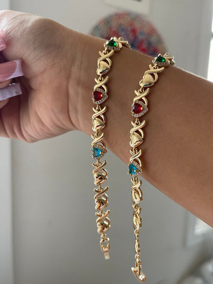 Hearts Multi-Gem Bracelet
