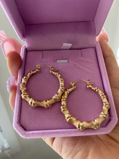 Gold Bamboo Hoops
