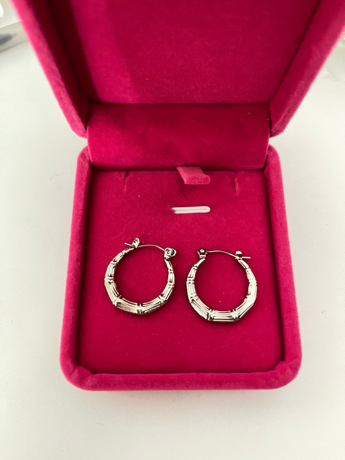 Silver Bamboo Hoops