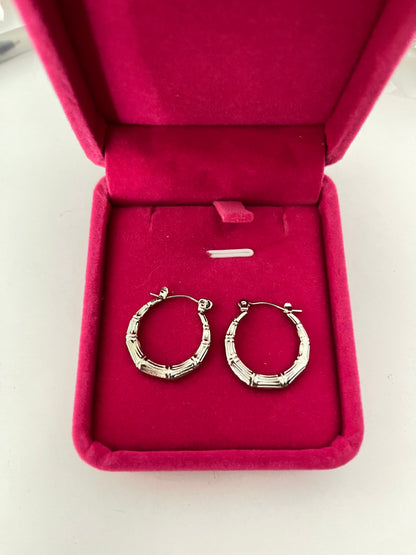 Silver Bamboo Hoops