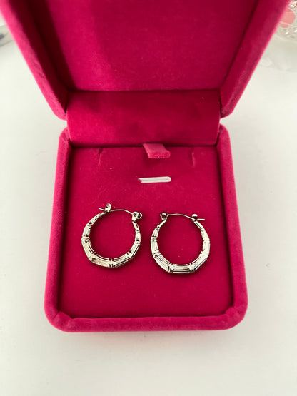 Silver Bamboo Hoops