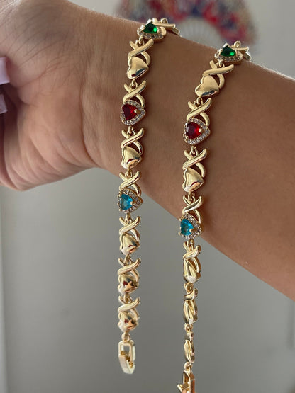Hearts Multi-Gem Bracelet