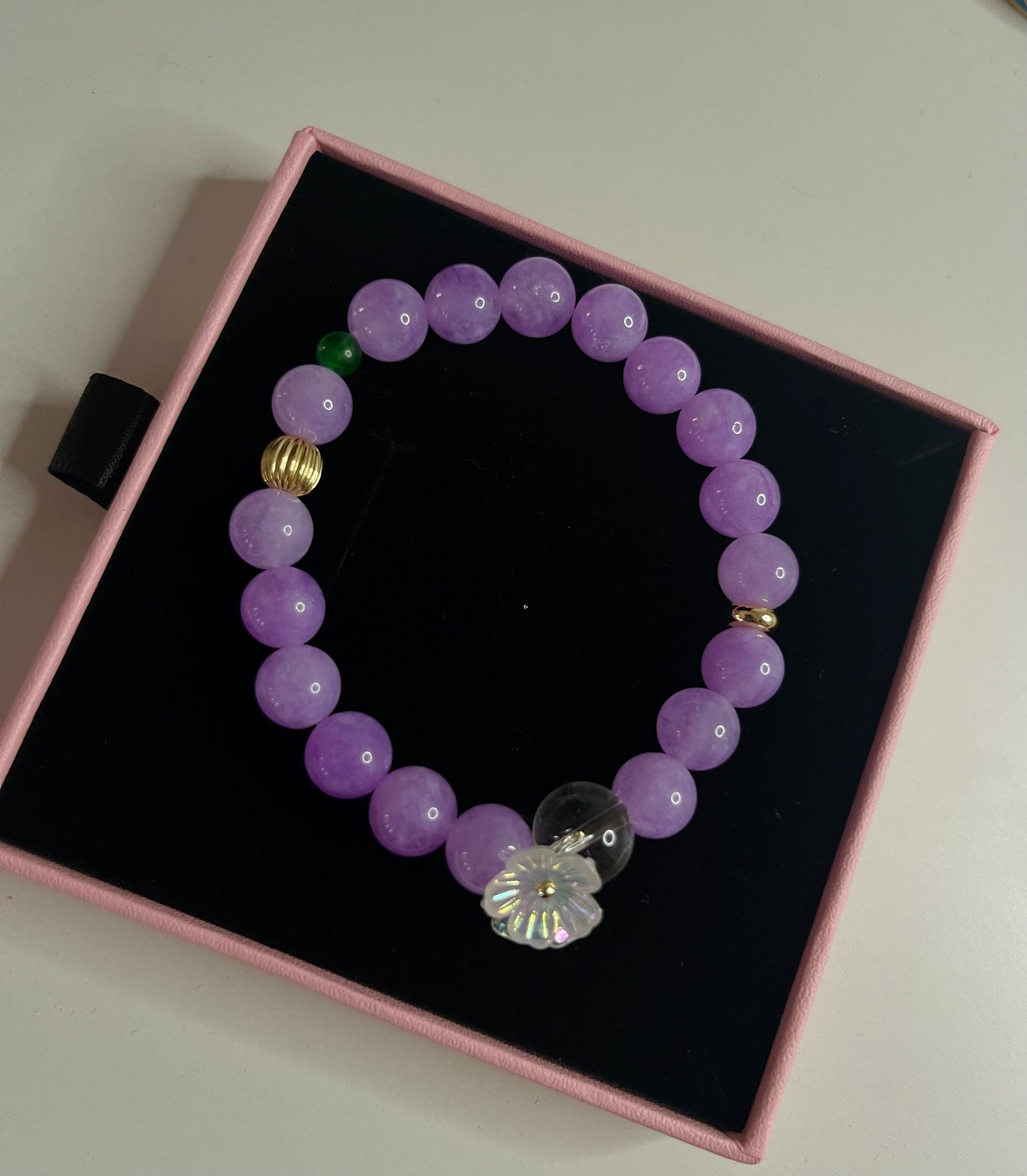 Purple Flower Beaded Bracelet