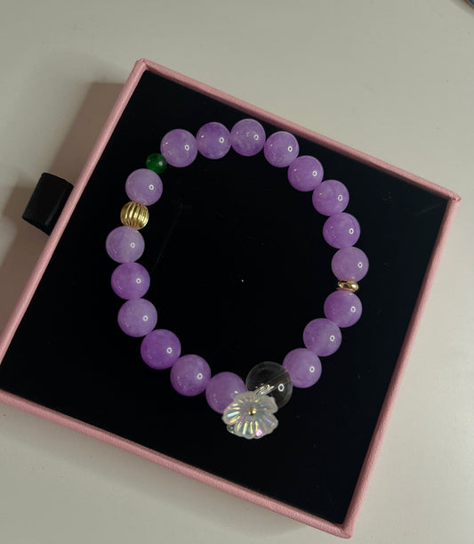 Purple Flower Beaded Bracelet