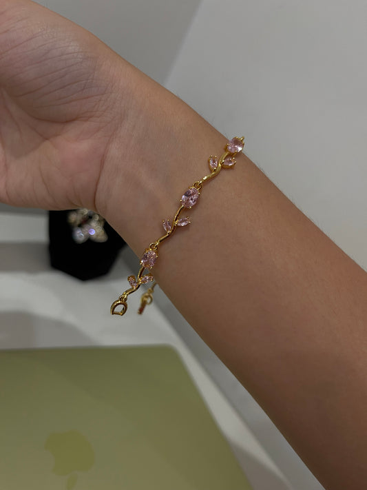 Pink Gem Floral Bracelet