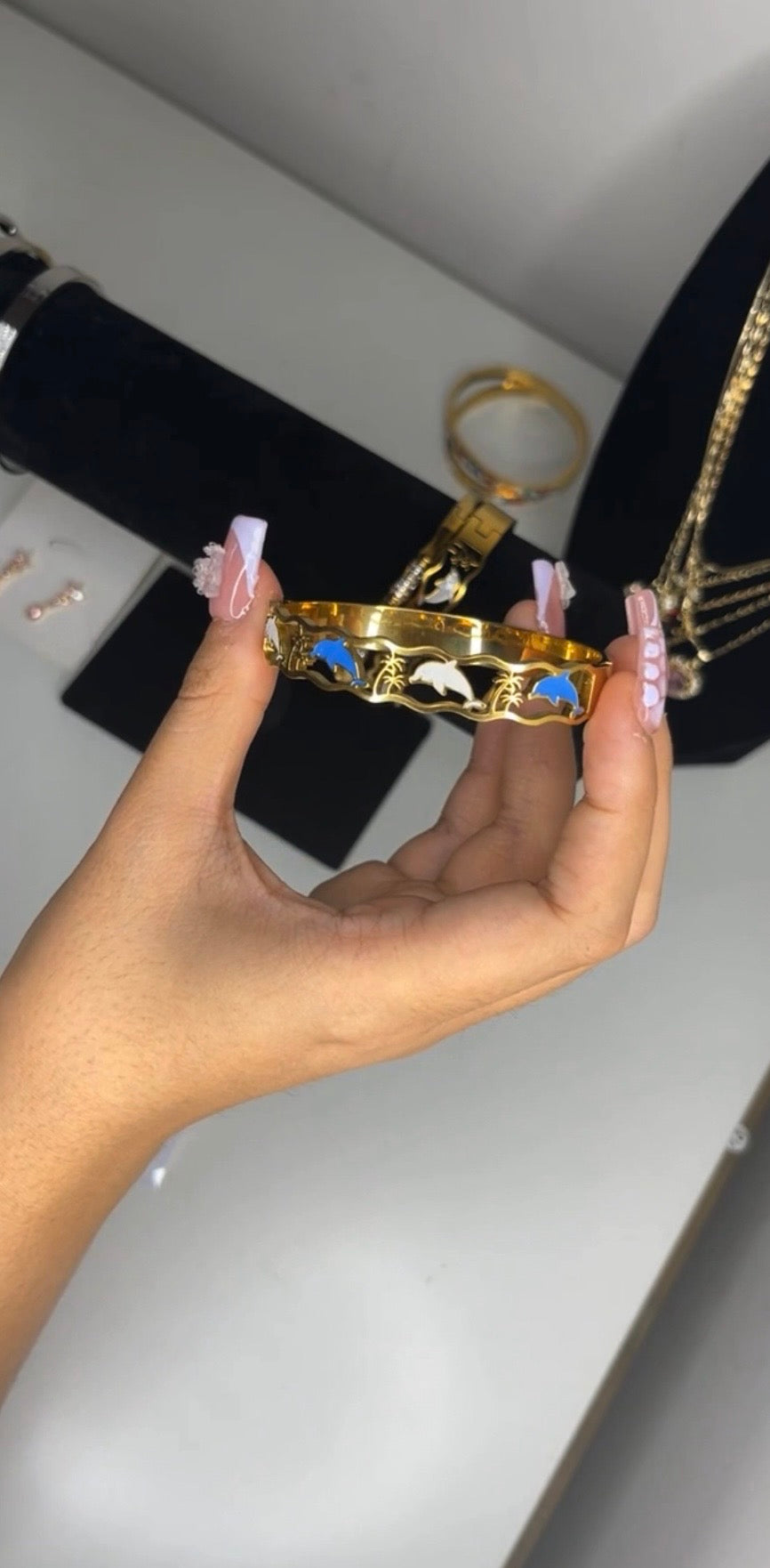 Gold Dolphin Thick Bangle