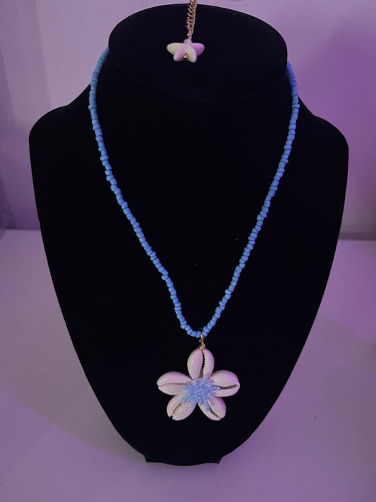 Beaded Blue Seashell Necklace