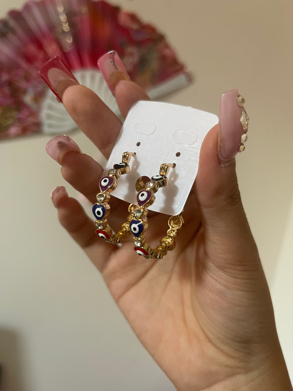 Heart Evil Eye Colorful Hoops