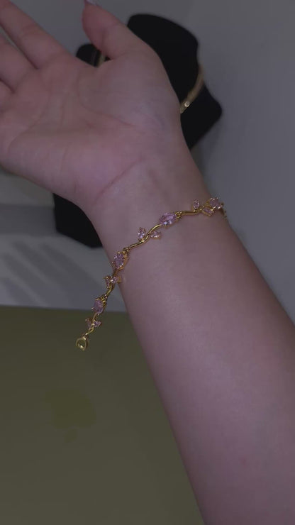Pink Gem Floral Bracelet