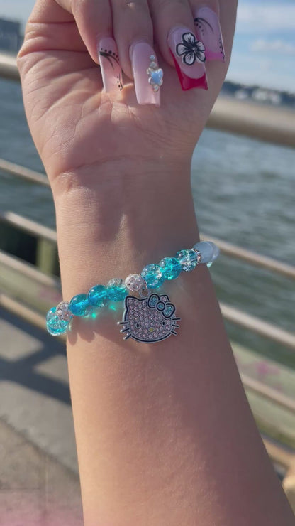 Blue Hello Kitty Beaded Bracelet