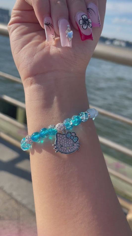 Blue Hello Kitty Beaded Bracelet