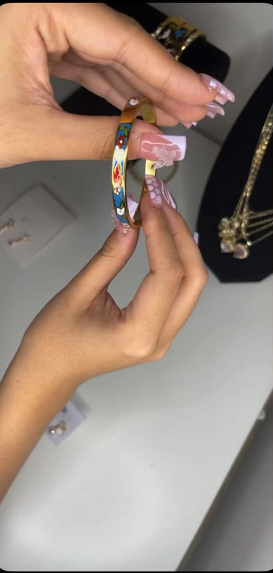 Floral Blue Bangle